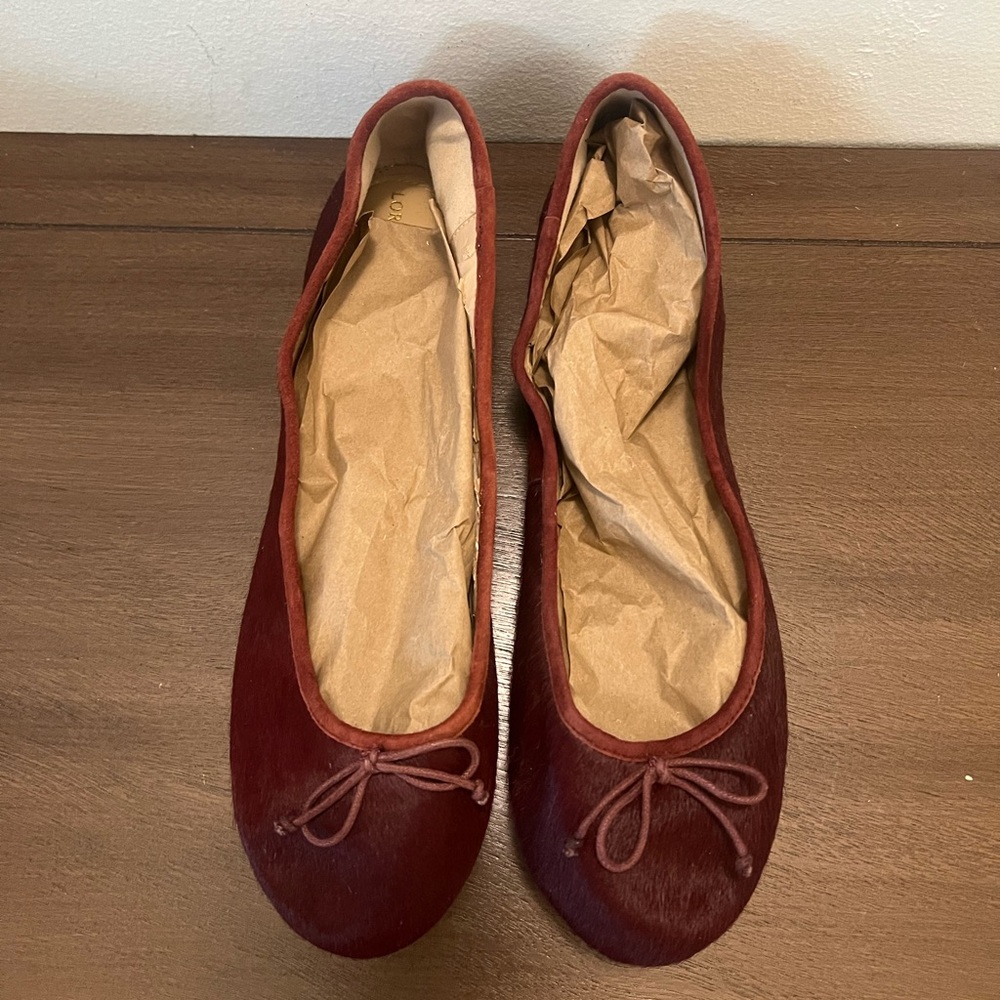 LORD & TAYLOR Ballet Flat Burgundy Ponyhair - Picture 4 of 7